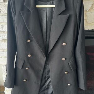 Elegant Black Double-Breasted Women's Blazer Jacker